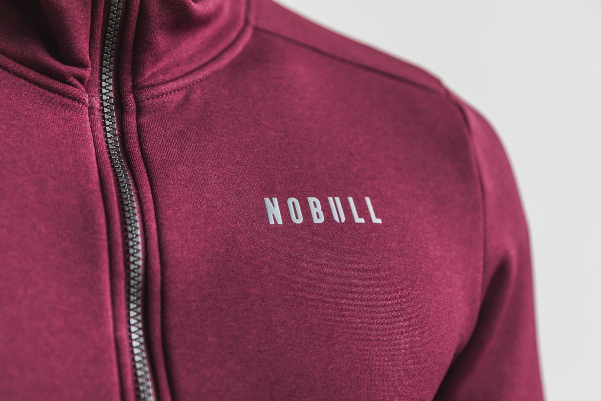 Nobull Performance Zip-up Men's Hoodie Deep Red | Australia (GJ8319)